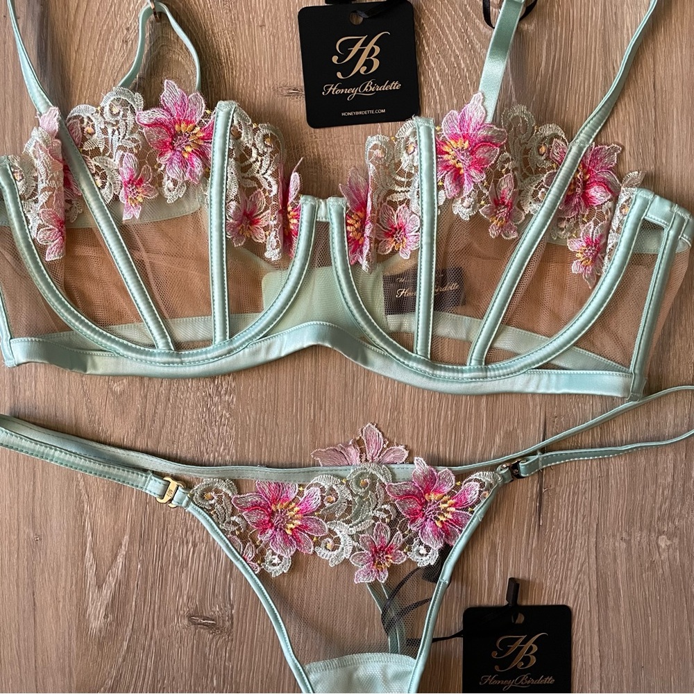 NWT Honey Birdette Amelie Mint Set 36DD/M